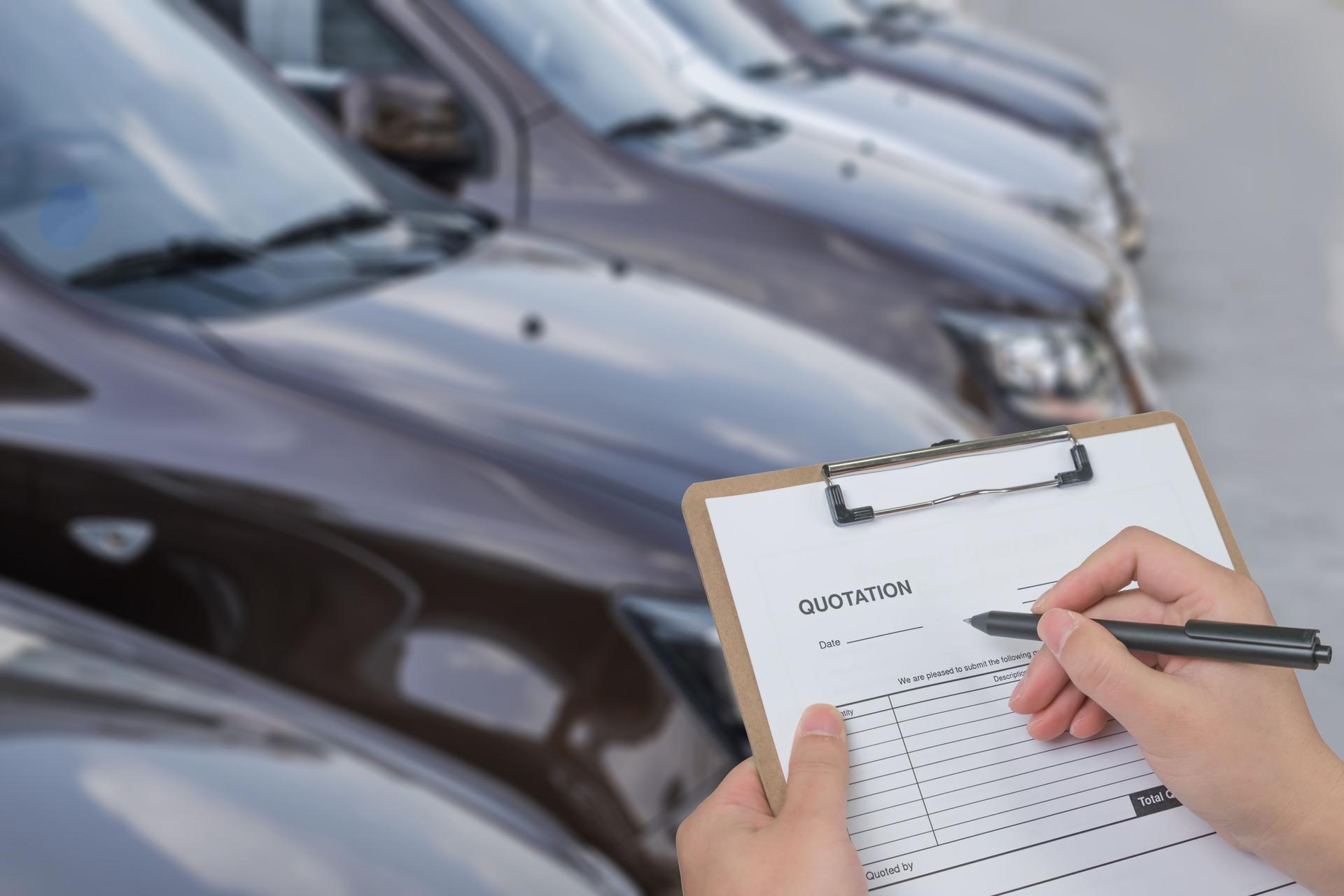 filling in a quote form for car