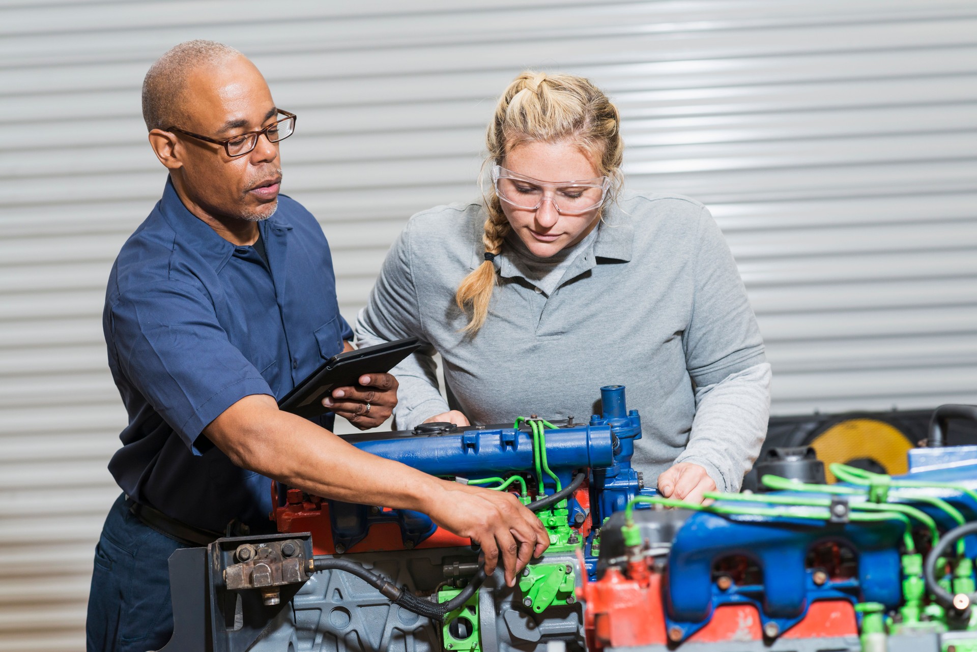 Student and instructor in vocational class